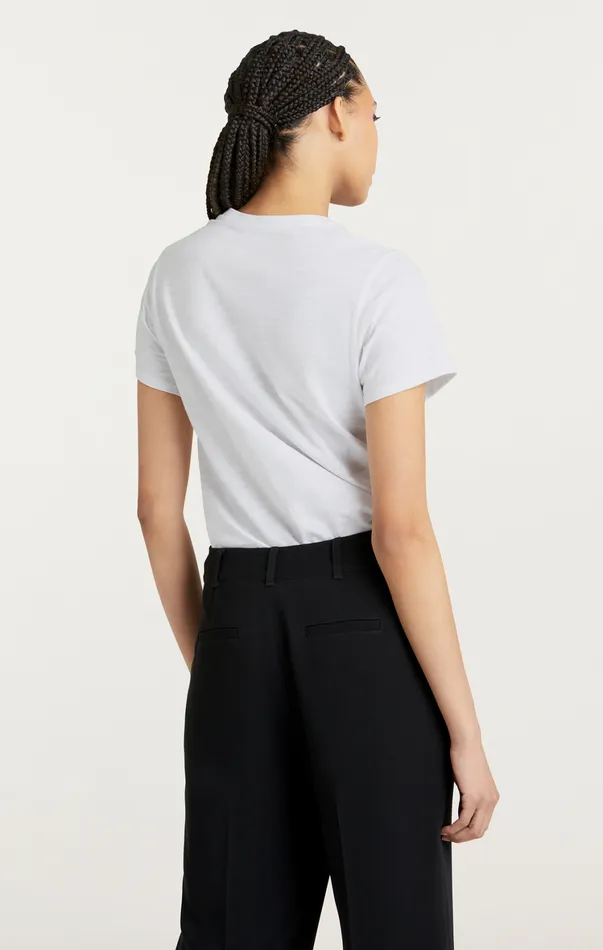 Women Tees and Pullovers Cinq Sept Shrunken Fringe Bonjour Tee Whiteblack