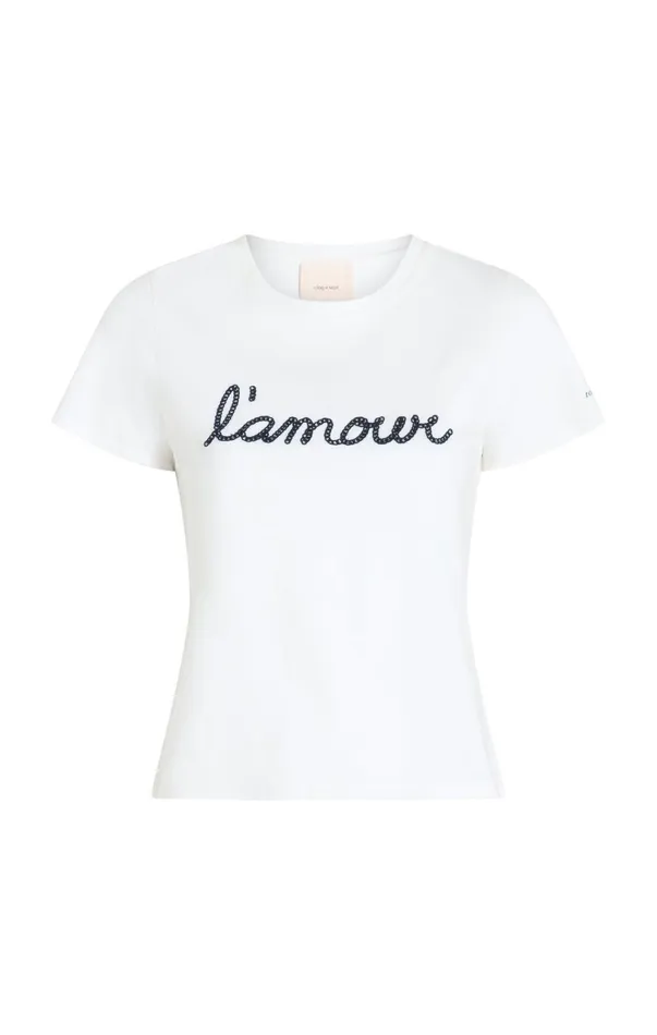 Women Tees and Pullovers Cinq Sept Shrunken L039amour Tee Whitenavy