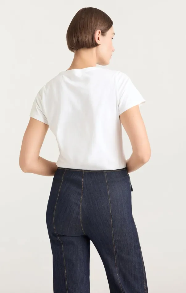 Women Tees and Pullovers Cinq Sept Shrunken L039amour Tee Whitenavy