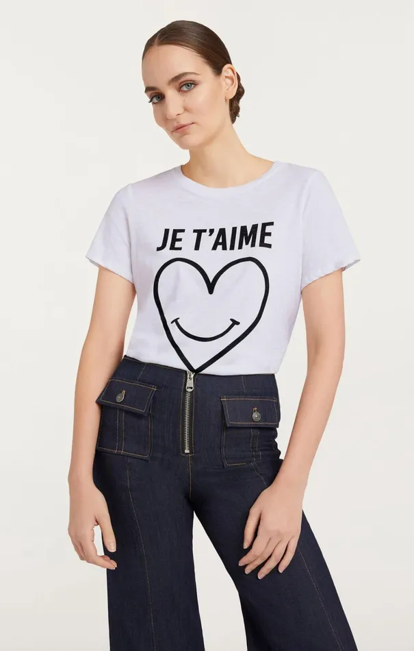 Women Tees and Pullovers Cinq Sept Smiling Heart Tee White