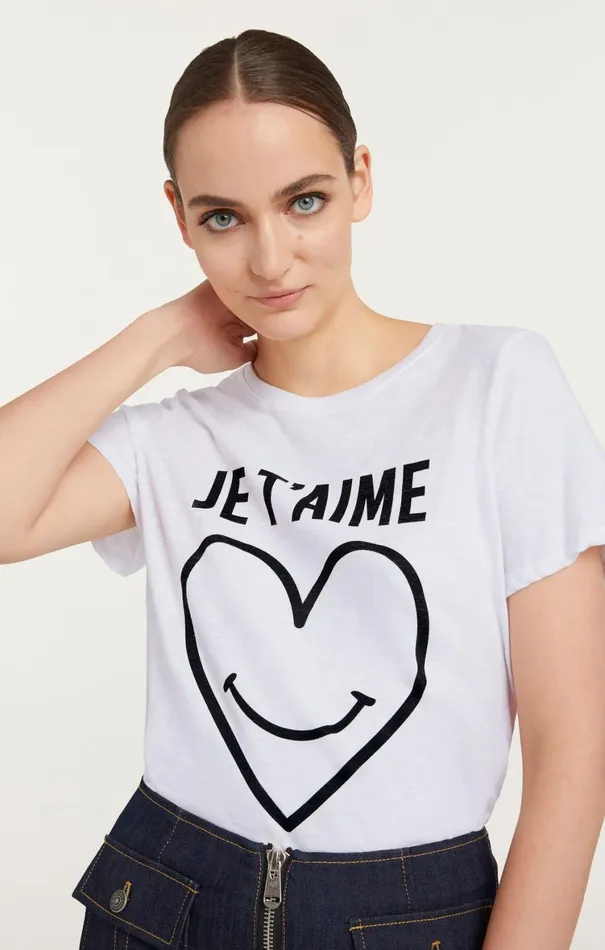 Women Tees and Pullovers Cinq Sept Smiling Heart Tee White