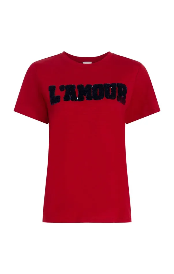 Women Tees and Pullovers Cinq Sept Toweled L039amour Shrunken Tee Rosewoodnavy