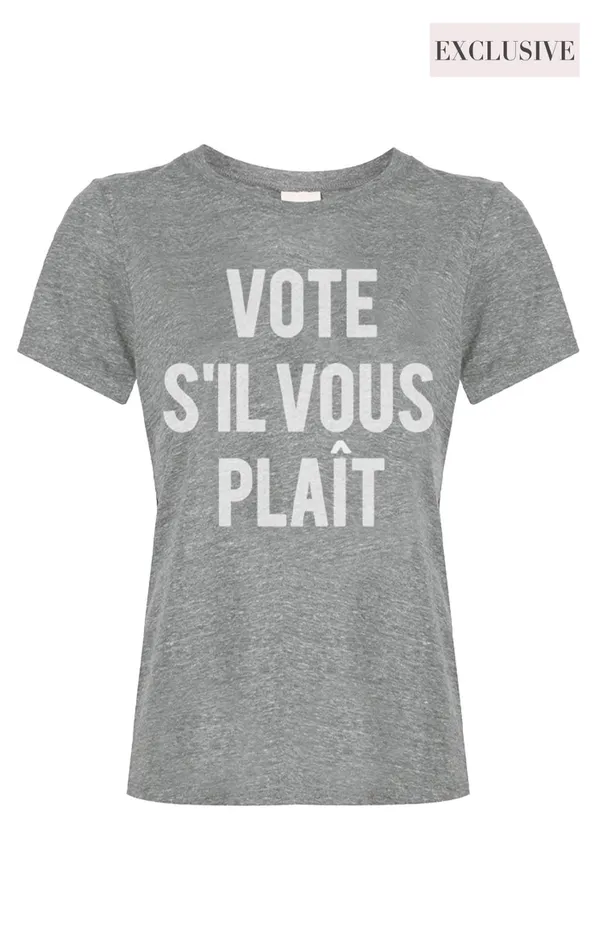 Women Tees and Pullovers Cinq Sept Vote Please Tee Heather Greywhite