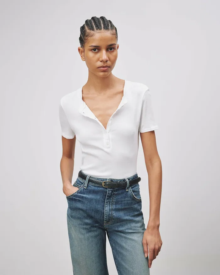 Women Tees Nili Lotan LORENE HENLEY Dark Navy