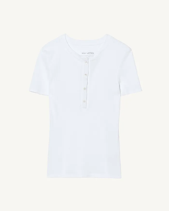 Women Tees Nili Lotan LORENE HENLEY Dark Navy