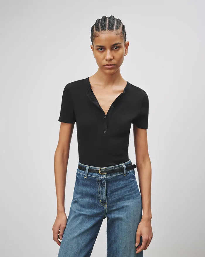 Women Tees Nili Lotan LORENE HENLEY Dark Navy