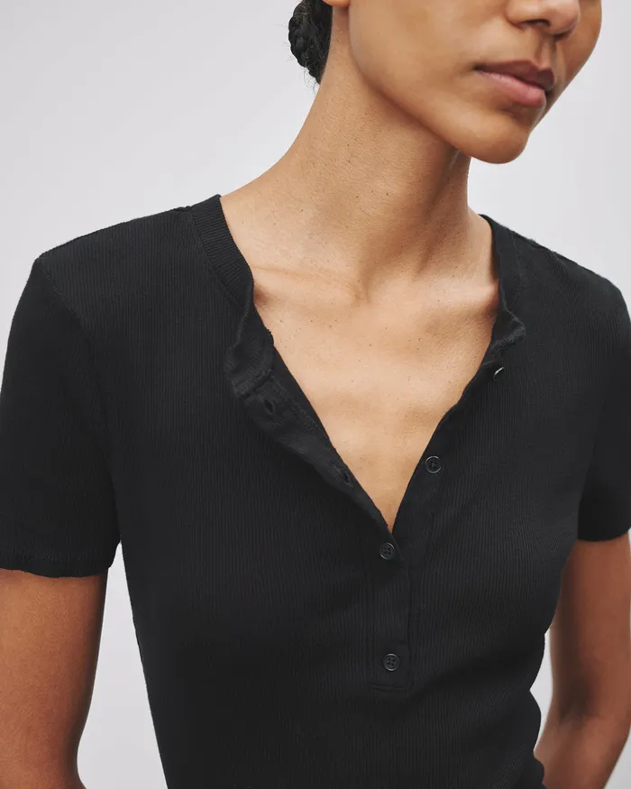 Women Tees Nili Lotan LORENE HENLEY Dark Navy