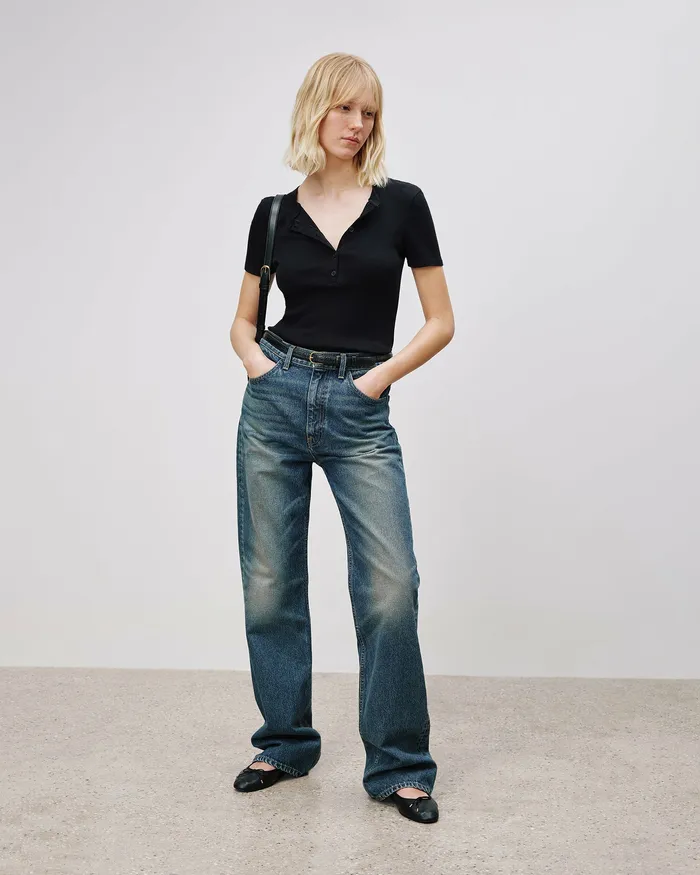 Women Tees Nili Lotan LORENE HENLEY Dark Navy