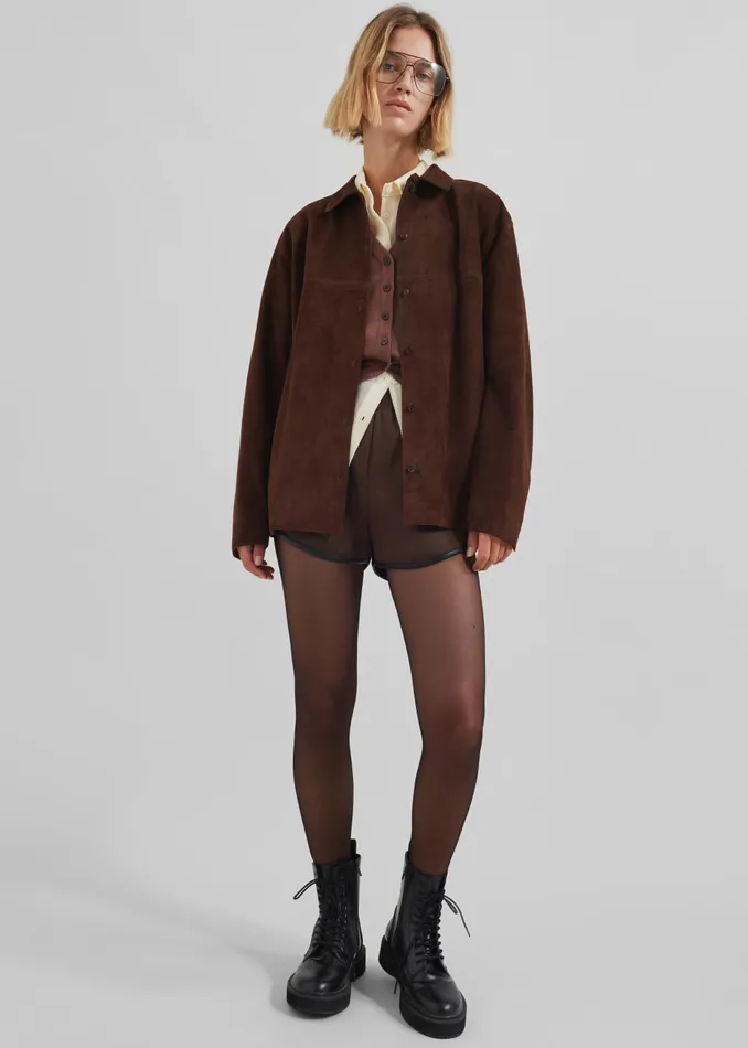 Women Thames Suede Jacket 8211 Brown The Frankie Shop Outerwear