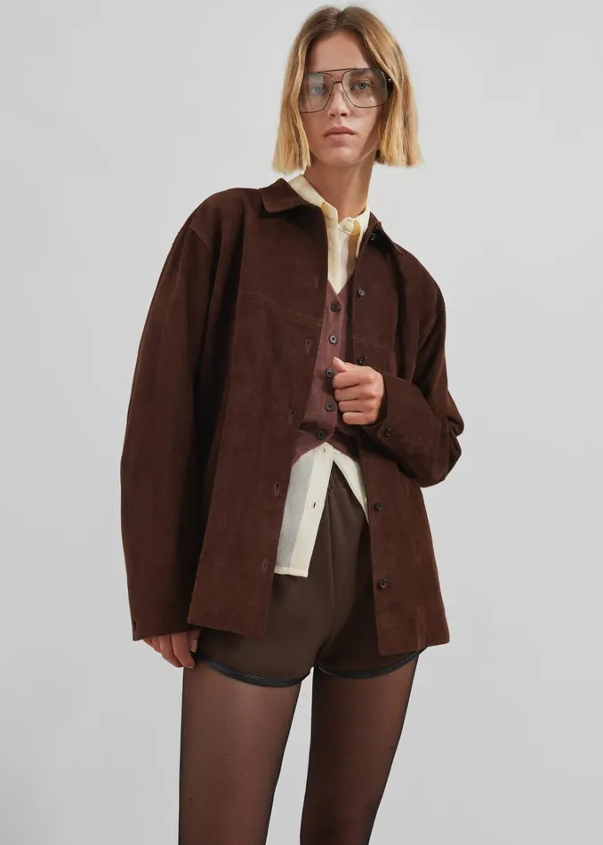 Women Thames Suede Jacket 8211 Brown The Frankie Shop Outerwear