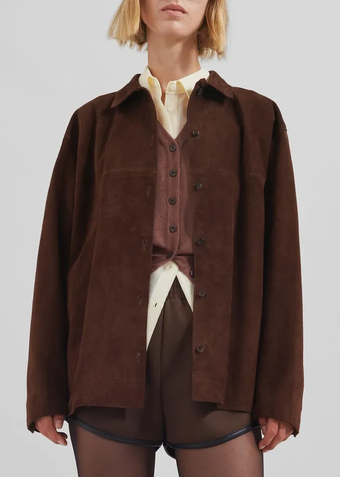 Women Thames Suede Jacket 8211 Brown The Frankie Shop Outerwear