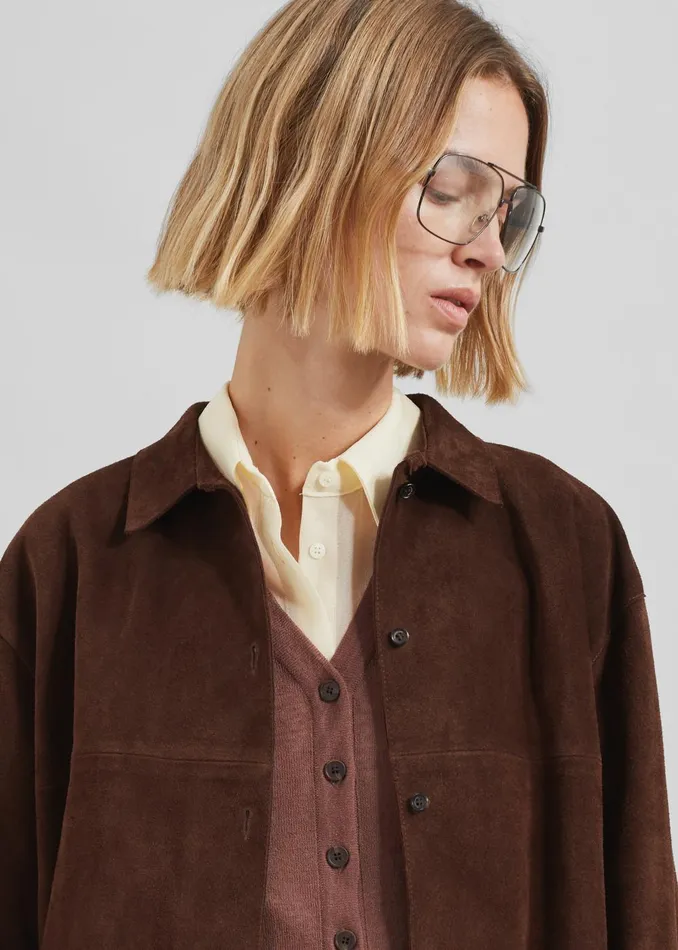 Women Thames Suede Jacket 8211 Brown The Frankie Shop Outerwear