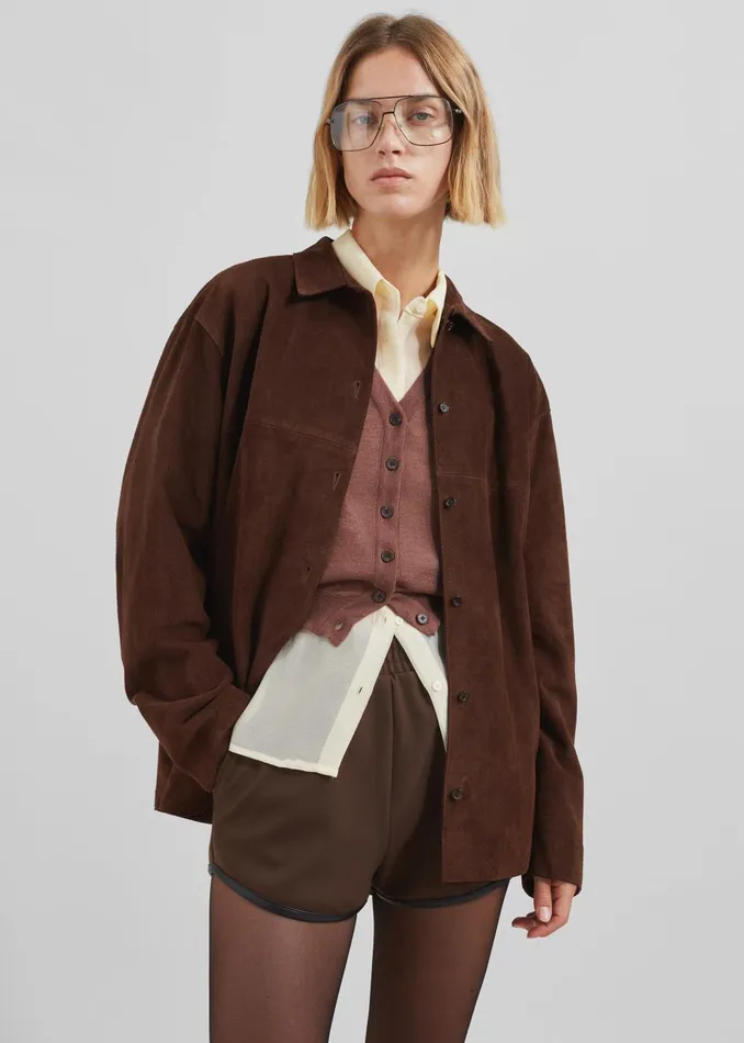 Women Thames Suede Jacket 8211 Brown The Frankie Shop Outerwear