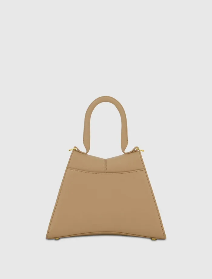 Women Top Handle Bags Mac Duggal Angular Small Taupe Leather Handbag With Gold Hardware Taupe