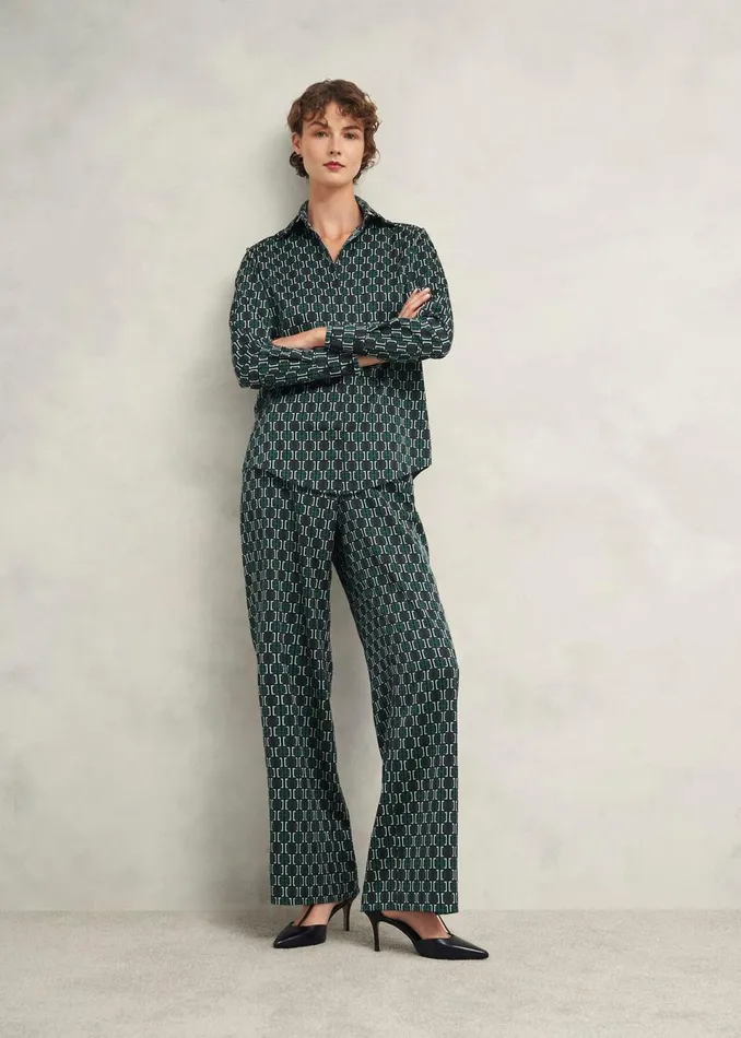 Women Tops Hobbs Finwell Satin Shirt Multi