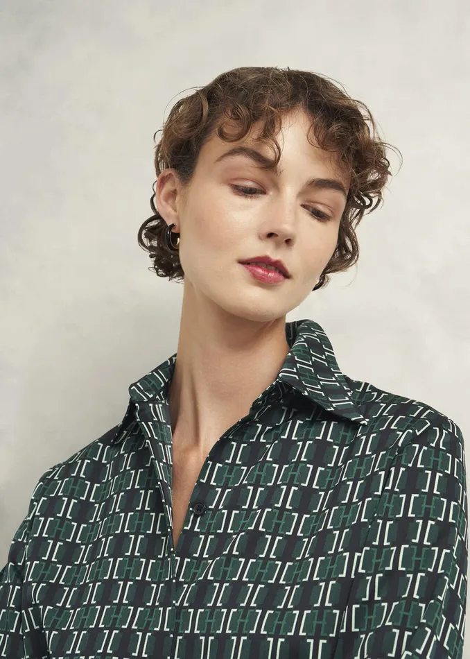Women Tops Hobbs Finwell Satin Shirt Multi