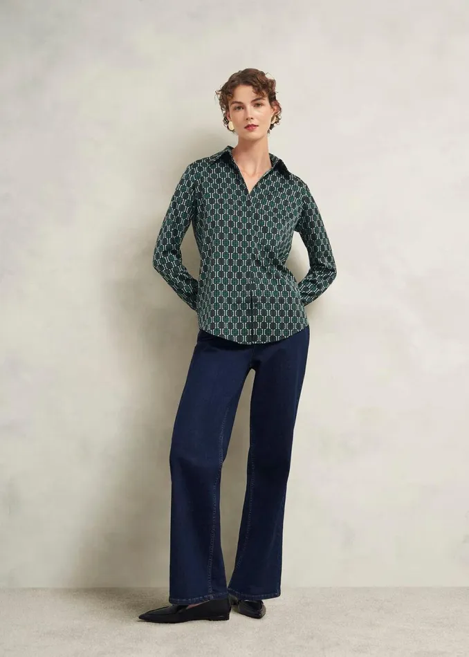 Women Tops Hobbs Finwell Satin Shirt Multi