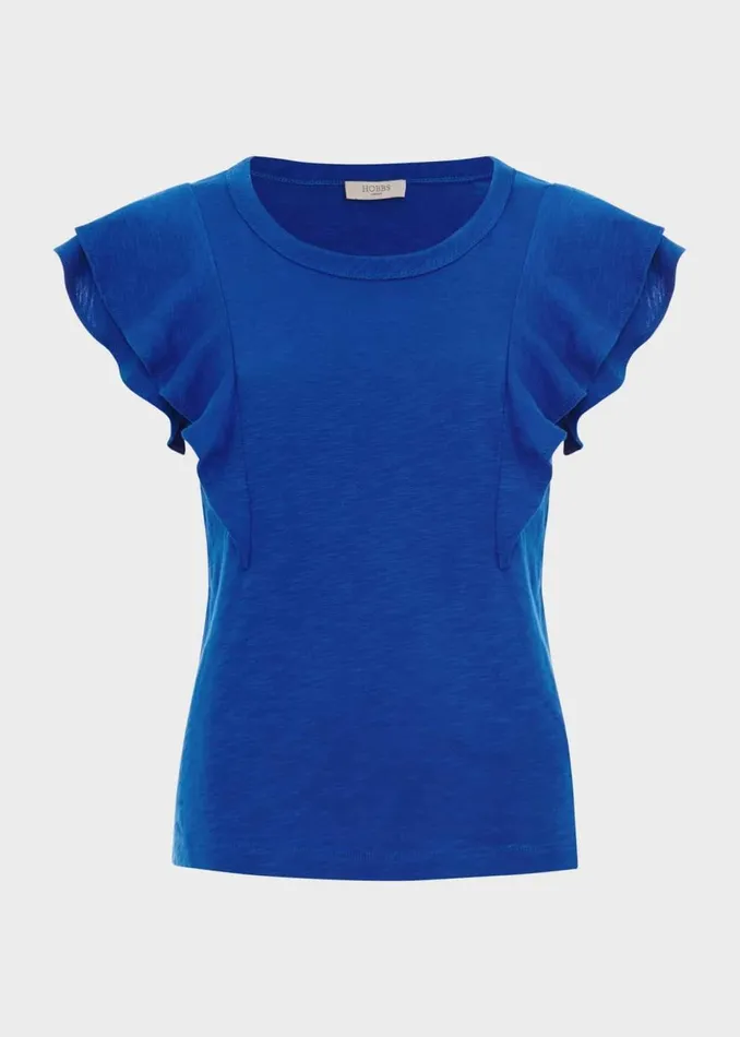 Women Tops Hobbs Isabella Cotton Slub Top Atlantic Blue