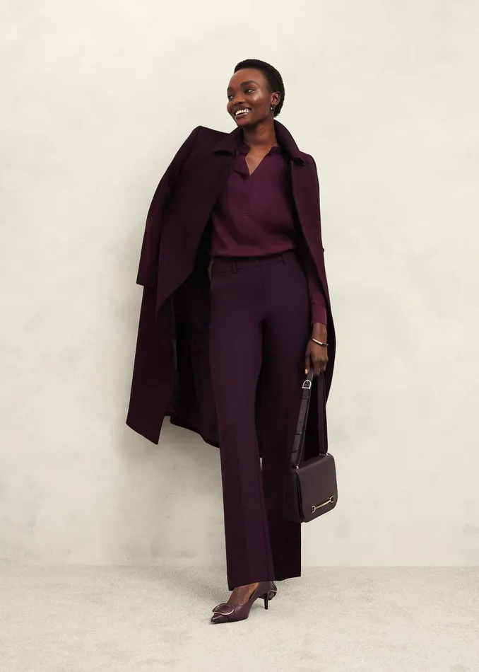 Women Tops Hobbs Jade Satin Blouse Warm Plum