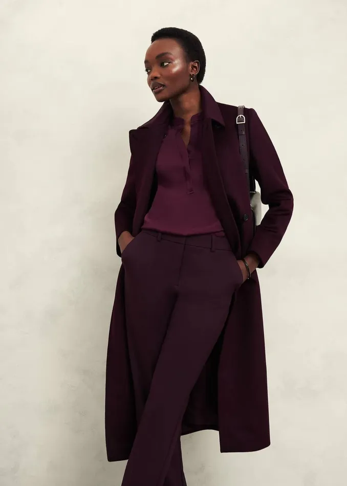 Women Tops Hobbs Jade Satin Blouse Warm Plum
