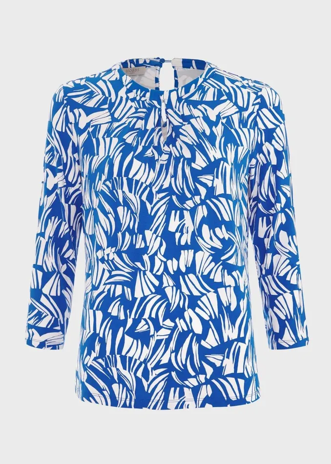 Women Tops Hobbs Julia Printed Top Blue Ivory