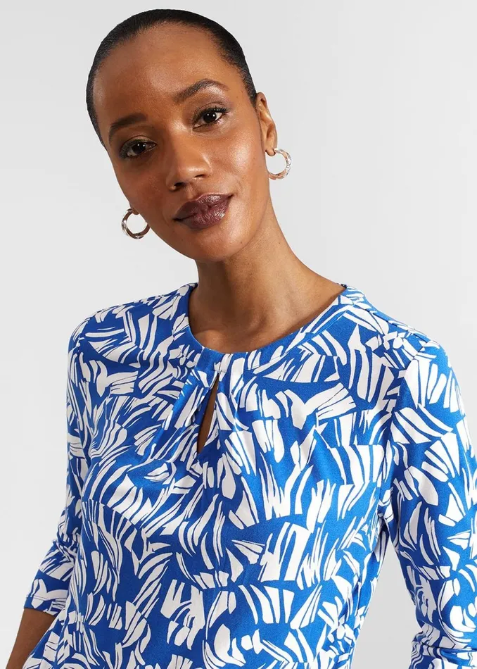 Women Tops Hobbs Julia Printed Top Blue Ivory