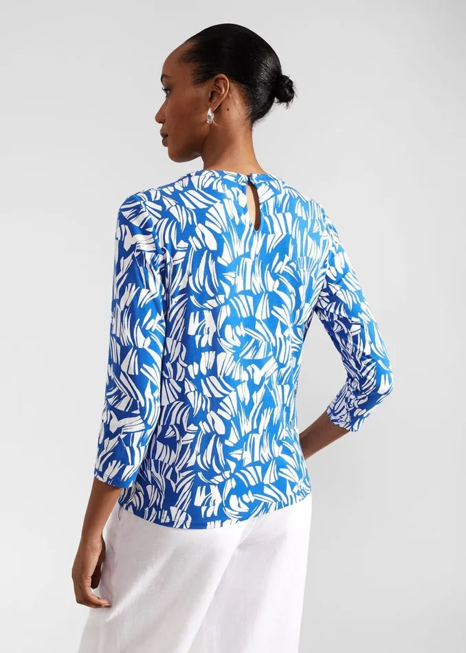 Women Tops Hobbs Julia Printed Top Blue Ivory