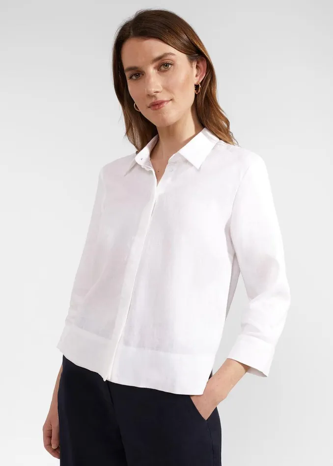 Women Tops Hobbs Nita Linen Shirt White