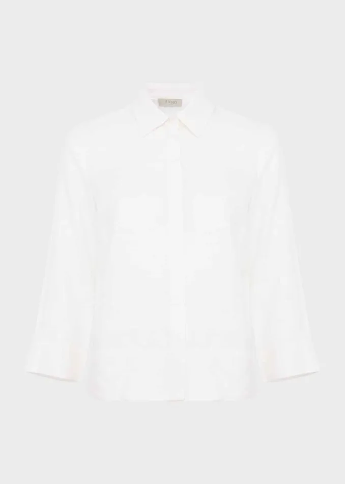 Women Tops Hobbs Nita Linen Shirt White