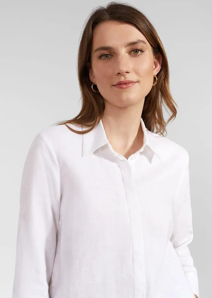 Women Tops Hobbs Nita Linen Shirt White
