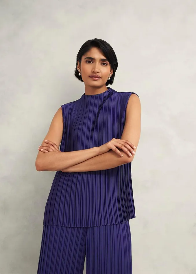 Women Tops Hobbs Orla Pleated Blouse Rich Blue