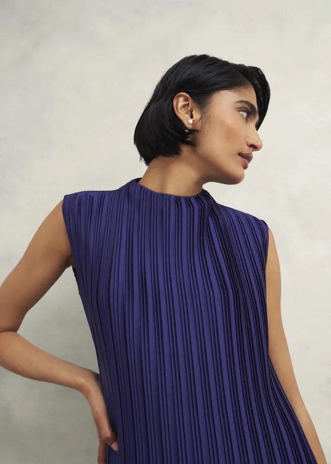 Women Tops Hobbs Orla Pleated Blouse Rich Blue