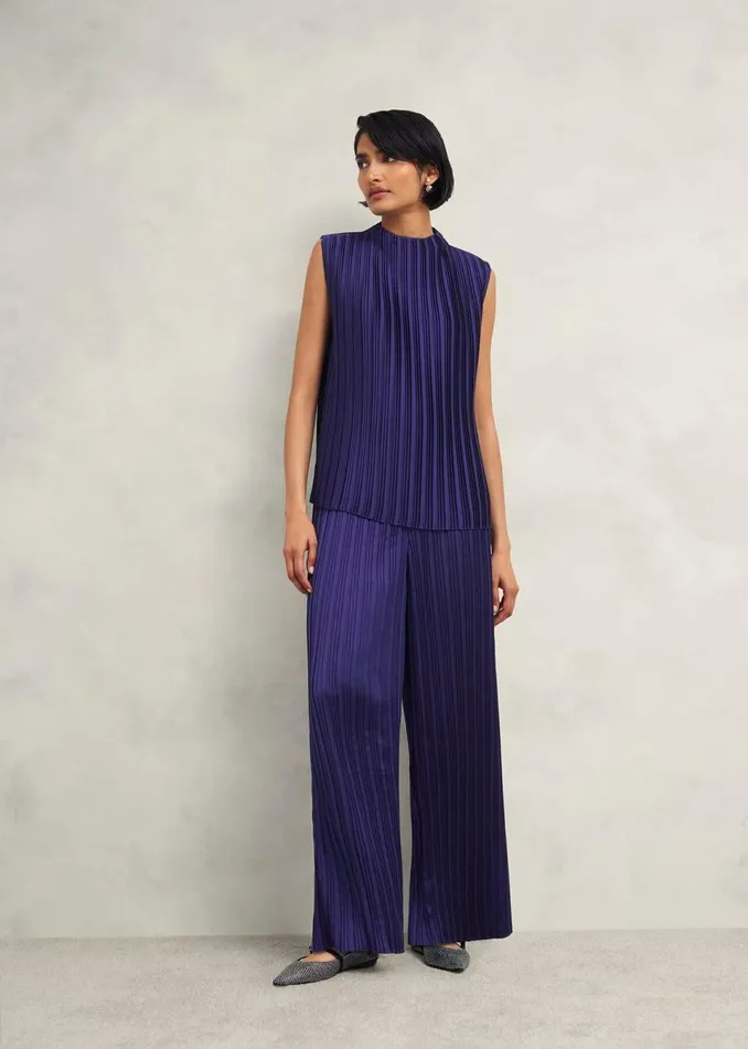 Women Tops Hobbs Orla Pleated Blouse Rich Blue