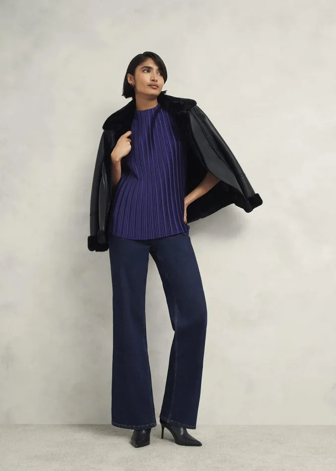 Women Tops Hobbs Orla Pleated Blouse Rich Blue