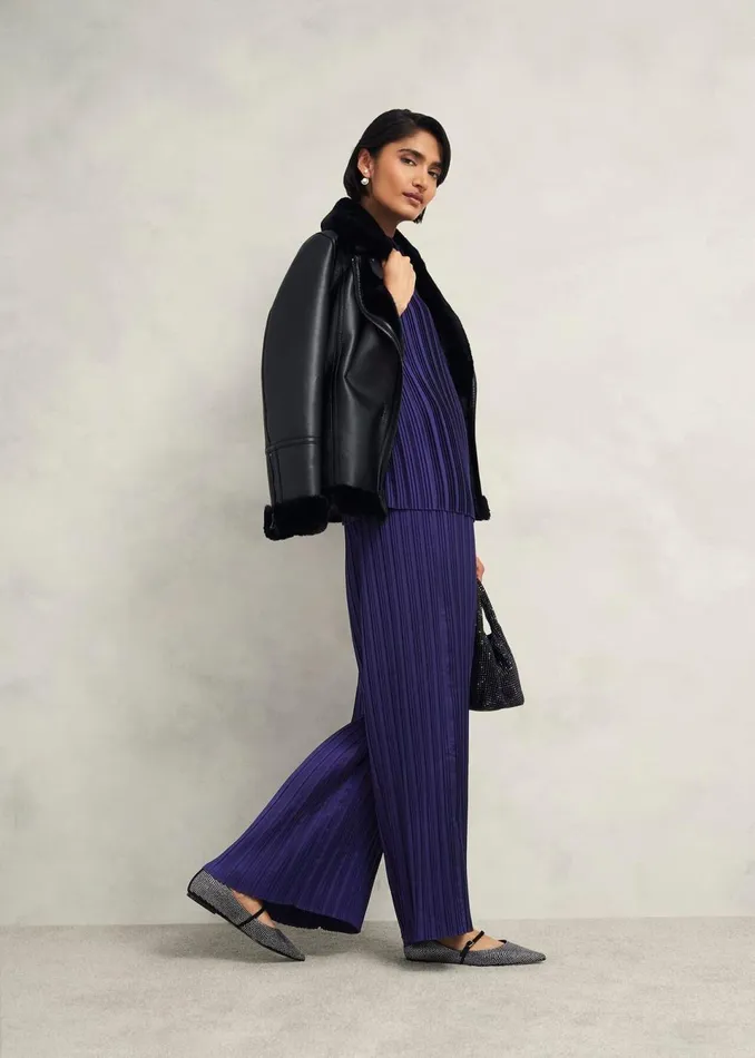 Women Tops Hobbs Orla Pleated Blouse Rich Blue