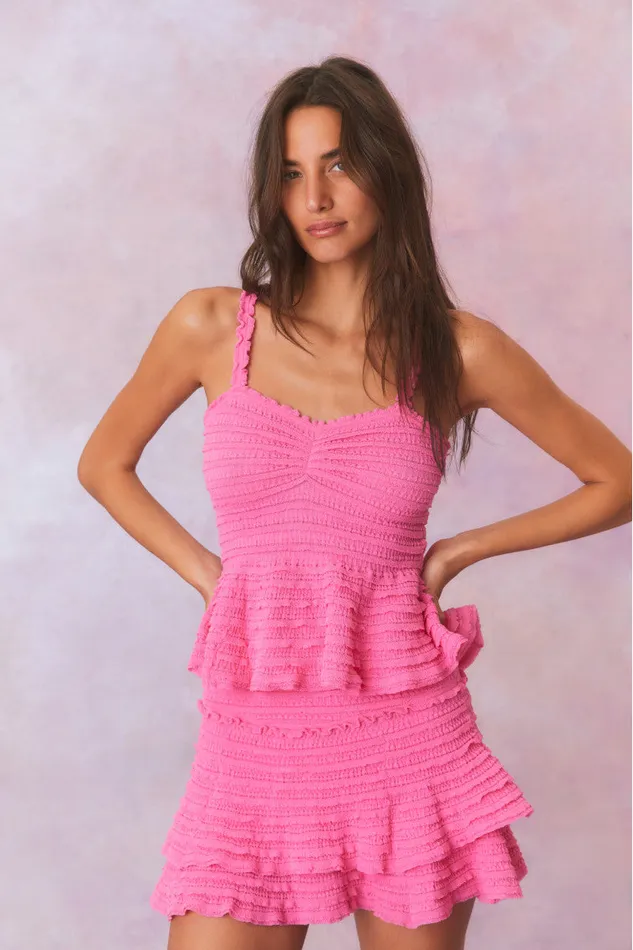 Women Tops LoveShackFancy Azami Cotton Gauze Peplum Cami Top Lovestruck Pink Women Tops LoveShackFancy Azami Cotton Gauze Peplum Cami Top Lovestruck Pink