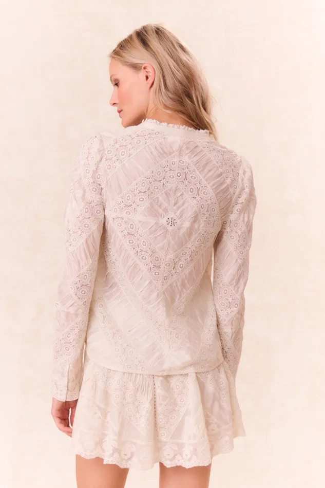 Women Tops LoveShackFancy Isaline Button Down Lace Top Off White