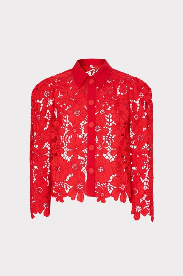 Women Tops Milly June Roja Lace Top Red