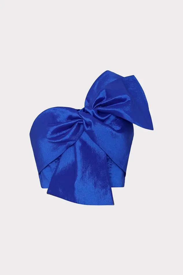 Women Tops Milly Laney Bow Taffeta Crop Top Blue