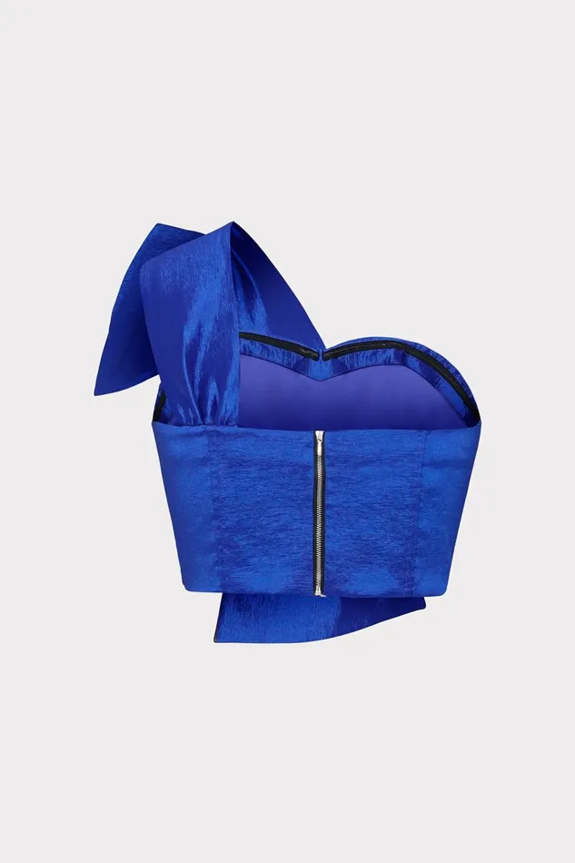 Women Tops Milly Laney Bow Taffeta Crop Top Blue