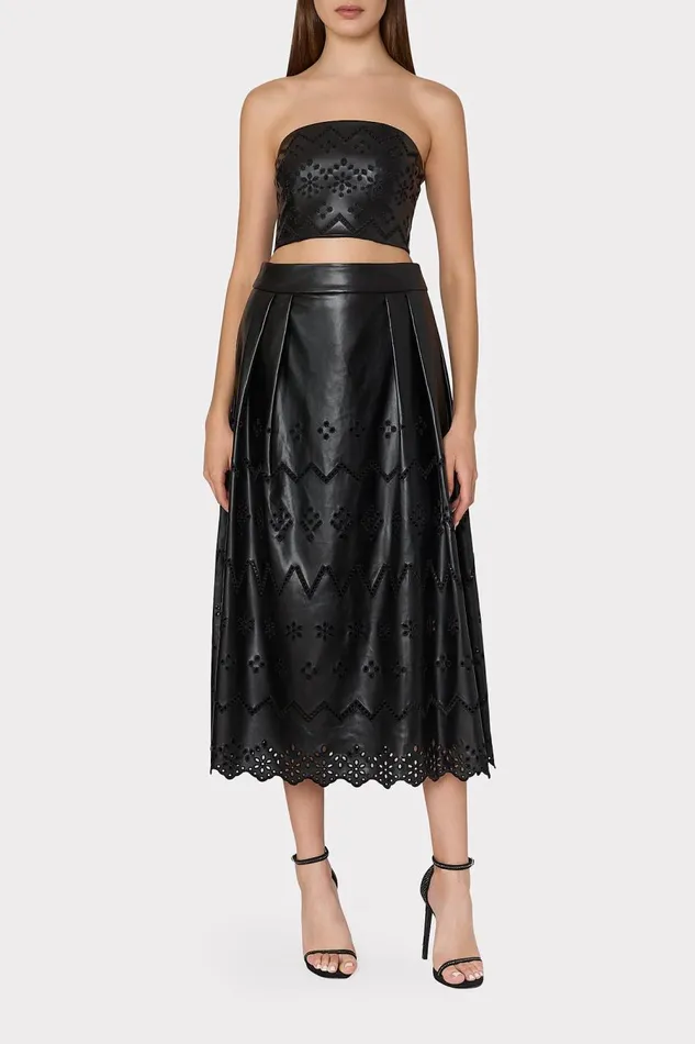 Women Tops Milly Lois Eyelet Vegan Leather Top Black Women Tops Milly Lois Eyelet Vegan Leather Top Black