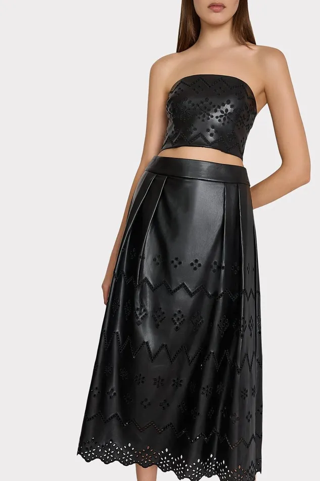 Women Tops Milly Lois Eyelet Vegan Leather Top Black Women Tops Milly Lois Eyelet Vegan Leather Top Black