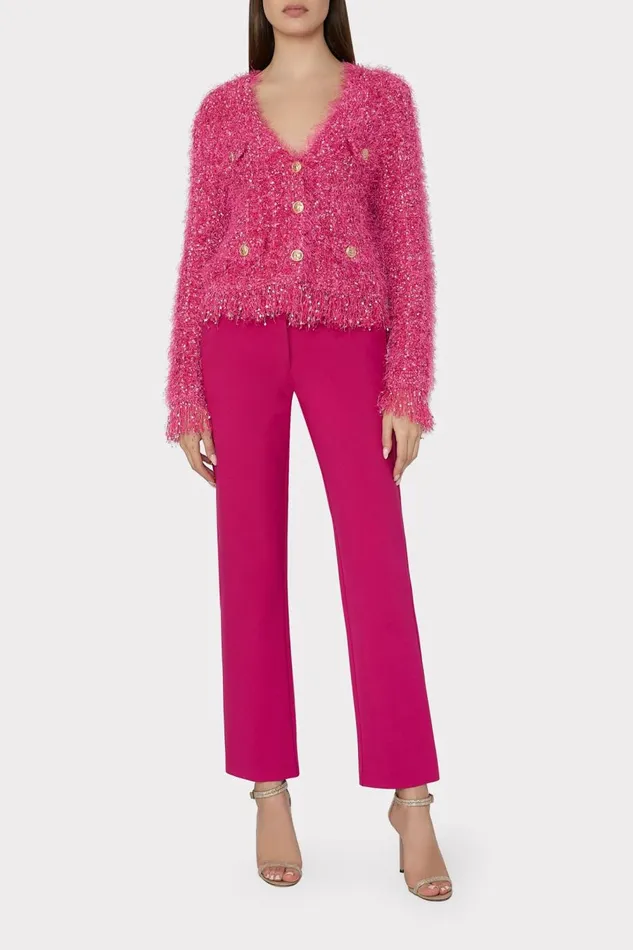 Women Tops Milly Textured Fringe Cardigan Pink Women Tops Milly Textured Fringe Cardigan Pink