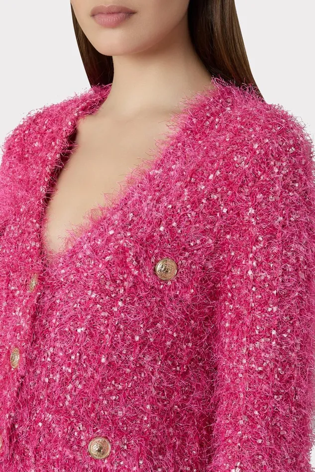 Women Tops Milly Textured Fringe Cardigan Pink Women Tops Milly Textured Fringe Cardigan Pink