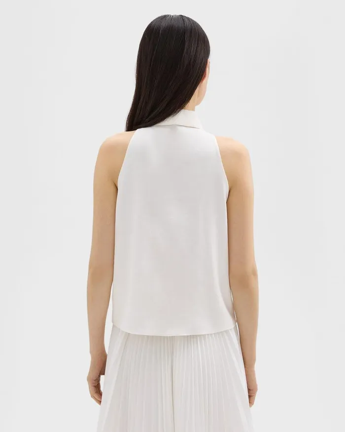 Women Tops Theory Halter Neck Shirt In LinenViscose Ivory