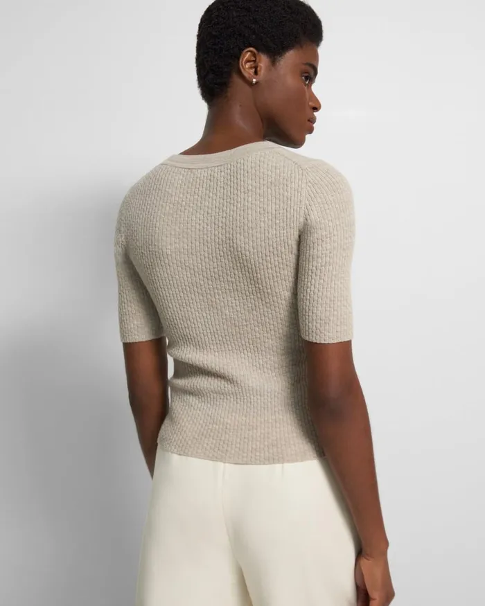Women Tops Theory Leenda Scoop Neck Sweater In Regal Wool Classic Khaki