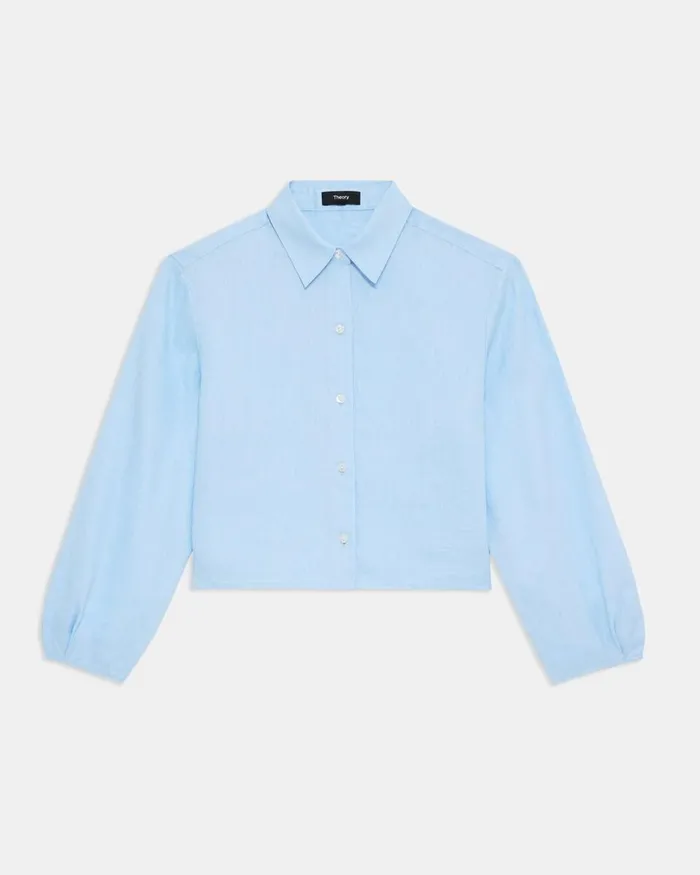 Women Tops Theory Pleated Shirt In Relaxed Linen Dahlia