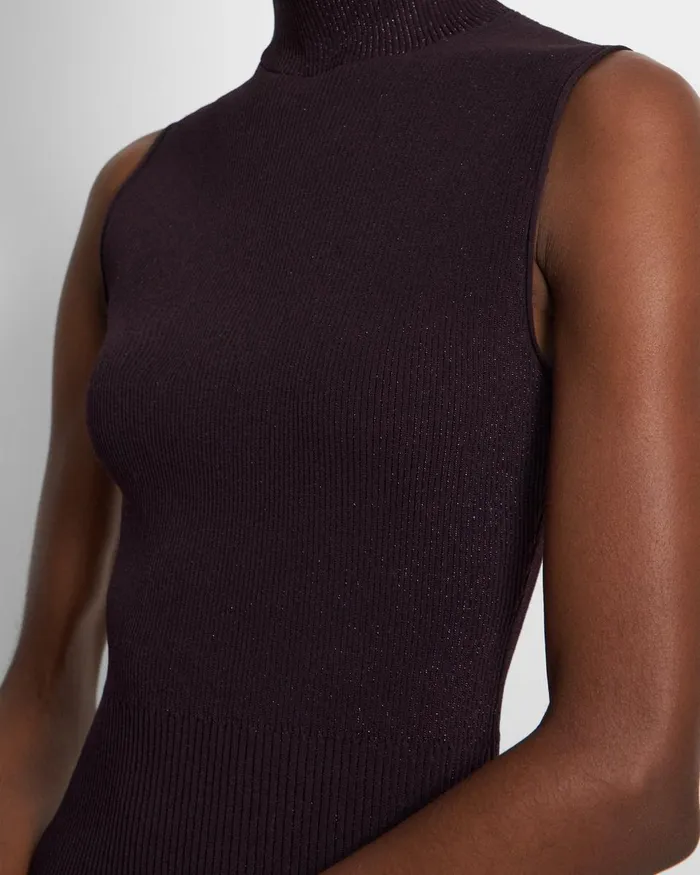 Women Tops Theory Ribbed Tank Top In Crepe Knit Merlot