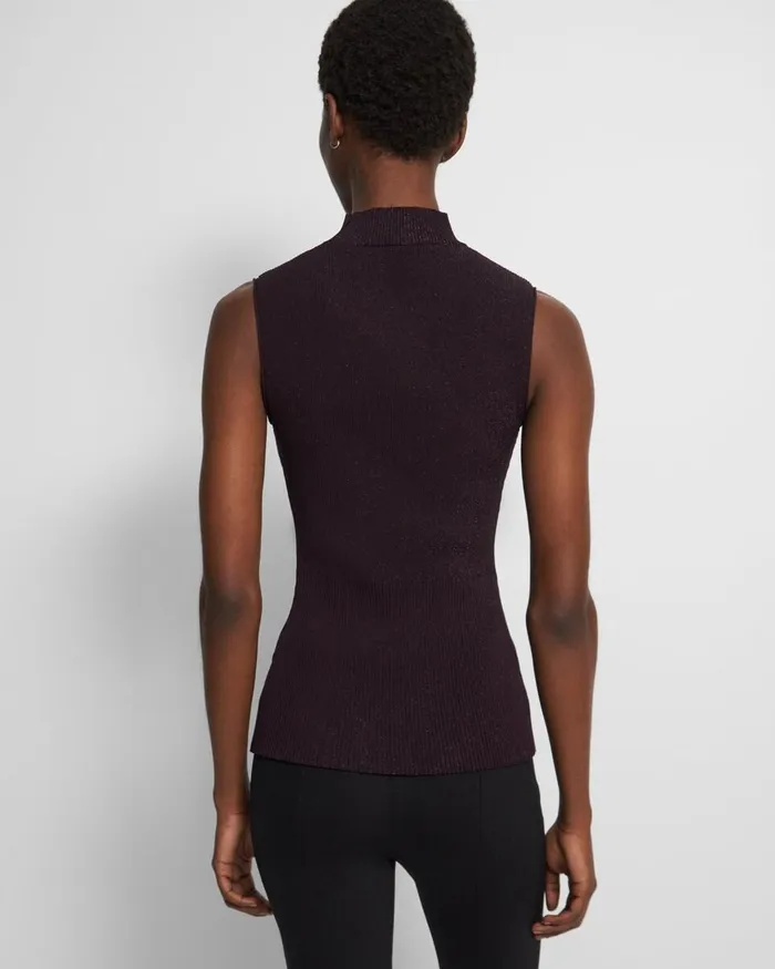 Women Tops Theory Ribbed Tank Top In Crepe Knit Merlot