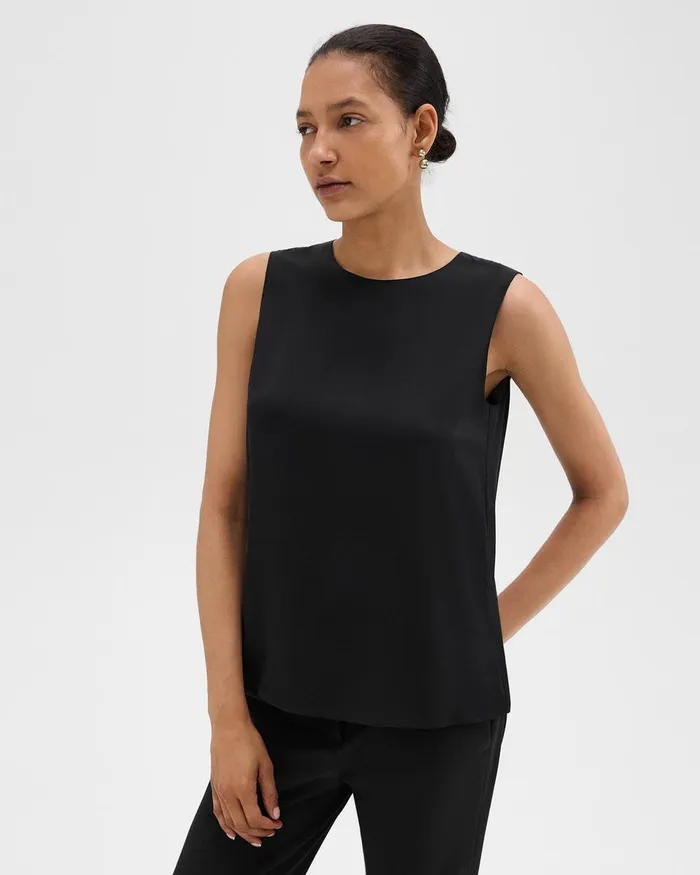 Women Tops Theory Shell Top In Silk Georgette Black